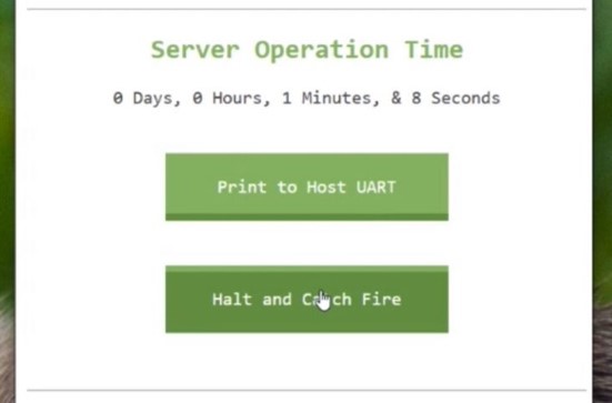 The second server can be crashed by pushing the “Halt and catch fire
